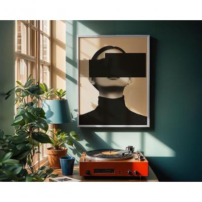 Quadro Decorativo Olhos Ocultos Retangular 50X70 com Moldura Caixa Amadeirado