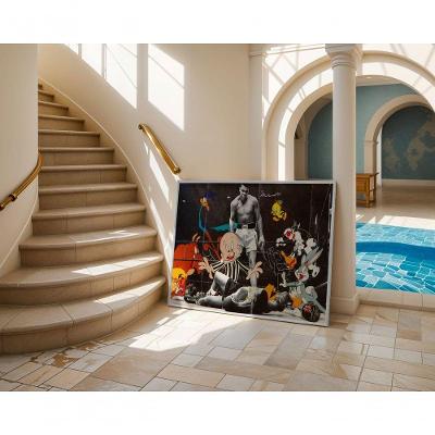 Quadro Decorativo Looney Tunes em Ação Retangular 70 X 50 com Vidro Preto