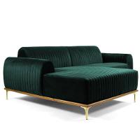 Sofá 4 Lugares com Chaise Base de Madeira Euro 255 Cm Verde - 1