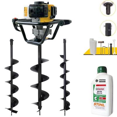 Perfurador de Solo PSL517 à Gasolina 51,7CC 1,8HP com Brocas 80X20CM 80X15CM Amarelo Lynus