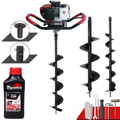 Perfurador de Solo GD520B à Gasolina 52CC 2,2HP com Brocas 80x10CM 80x20CM Vermelho Anmax