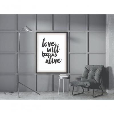 Quadro Decorativo Love Will Keep Us Alive Retangular 20x30CM Preto