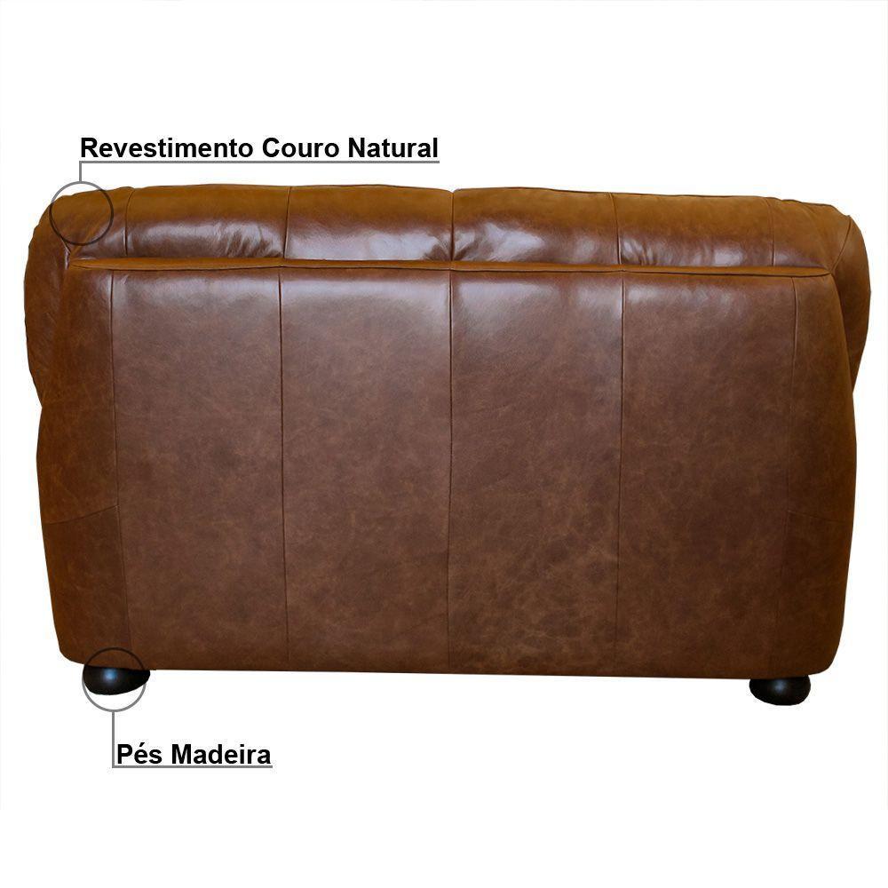 Sofá 2 Lugares Laura 160cm Couro Marrom Envelhecido - 3