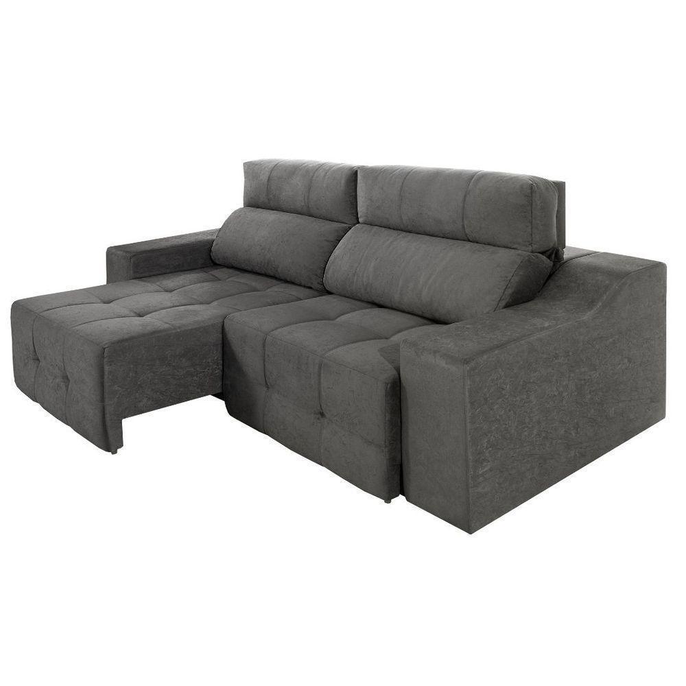 Sofá 3 Lugares Retrátil E Reclinável Top Lubeck 210Cm Cinza - 1