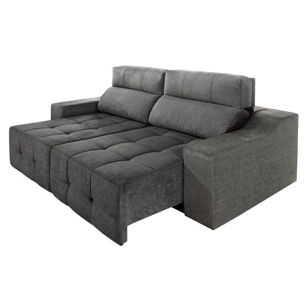 Sofá 3 Lugares Retrátil E Reclinável Top Lubeck 210Cm Cinza - 3