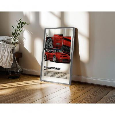 Quadro Decorativo Nissan 180 Sx Retangular 50 X 70 em Canvas Preto