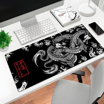 Mouse Pad Gamer Dragão Chines Japonês 1856 com Superfície de Poliuretano Preto OEM