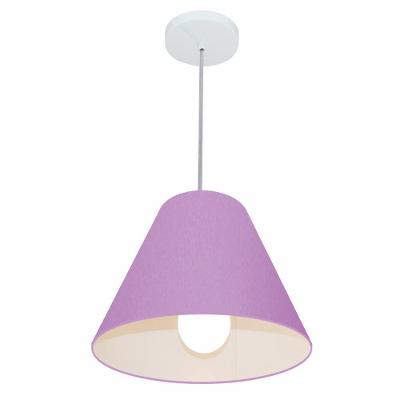 Lustre Pendente Md-4028 Cúpula em Tecido Cone Pequeno Lilás Vivare Brasil Iluminação