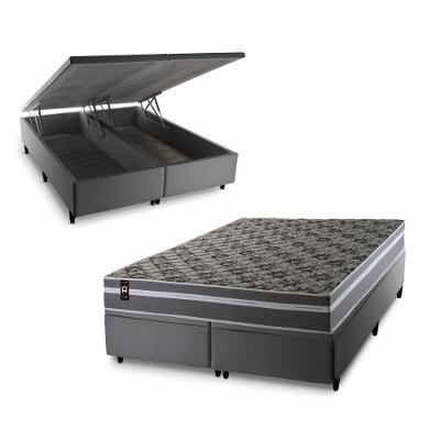 Cama Box Baú Miami Espuma D33 193x203 Cinza King House