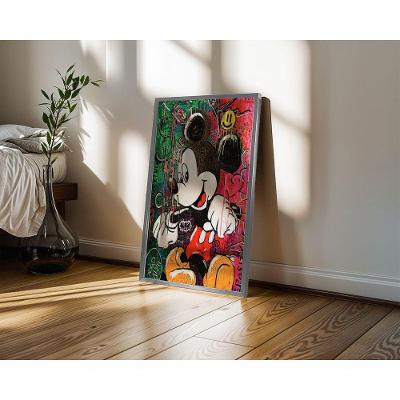Quadro Decorativo Mickey Was Here Retangular 50x70CM Preto para Decoração de Ambientes