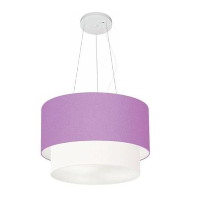 Lustre Pendente Duplo Cilíndrico Md-4158 Cúpula em Tecido Bivolt lilás-branco Vivare Brasil