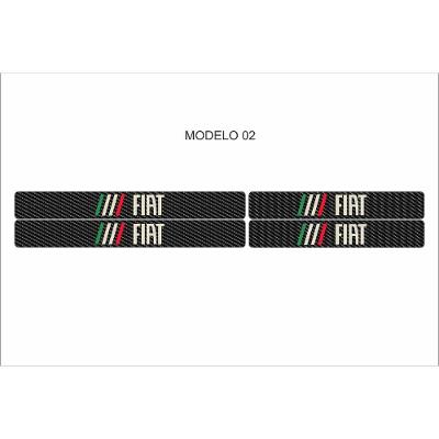 Kit 4 Adesivos de Soleira para Porta de Carro Dianteira e Traseira Modelo Fibra de Carbono Universal
