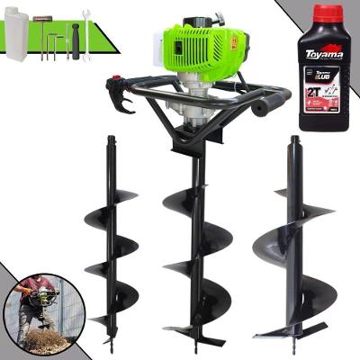 Perfurador de Solo MPS52 a Gasolina 2T 52CC com Brocas 80x20cm 80x25cm 80x30cm e Óleo Toyama Laranja