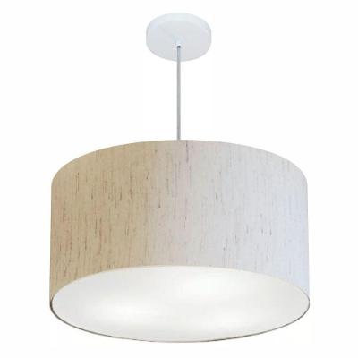Lustre Pendente Cilíndrico Md-4101 Cúpula em Tecido 60X30CM Bivolt LINHO BEGE Vivare Brasil