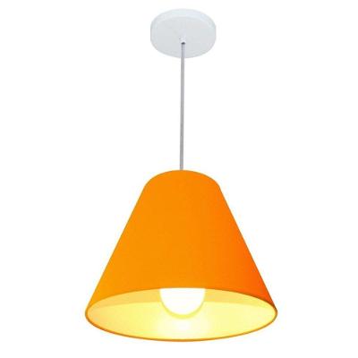 Lustre Pendente Md-4028 Cúpula em Tecido Cone Pequeno Bivolt 110V-220V Laranja Vivare Brasil
