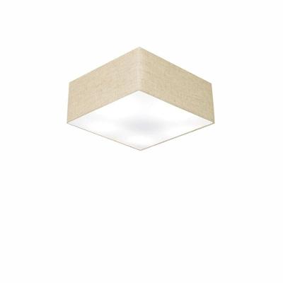 Plafon de Teto Md-3000 com Cúpula em Tecido Quadrada Bivolt Rústico-bege Vivare Brasil Iluminação