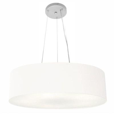 Lustre Pendente Cilíndrico MD-4029 Cúpula em Tecido 60X15CM Bivolt Branco Vivare Brasil Iluminação