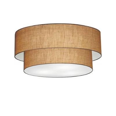 Plafon de Teto Md-3024 Duplo Cilíndrico com Cúpula em Tecido Bivolt Palha Vivare Brasil Iluminação