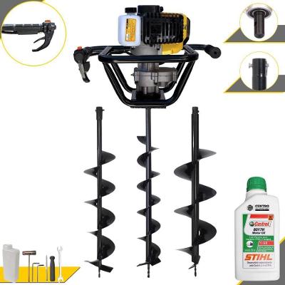 Perfurador de Solo PSL517 à Gasolina 51,7CC 1,8HP com Broca 80x20CM Amarelo Lynus