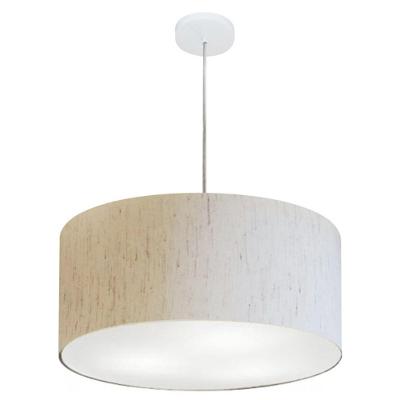 Lustre Pendente Cilíndrico Md-4100 Cúpula em Tecido Linho 50x25CM Bivolt Bege Vivare Brasil
