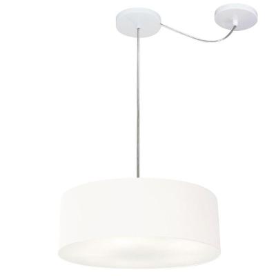 Lustre Pendente Cilíndrico MD-4255 com Cúpula em Tecido 40x15CM Branco Vivare Brasil Iluminação