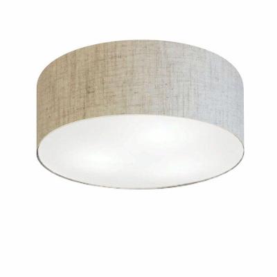 Plafon de Teto Md-3047 com Cúpula em Tecido Design Moderno rústico-bege Vivare Brasil Iluminação