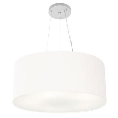 Lustre Pendente Cilíndrico Md-4188 Cúpula em Tecido 50X25CM, Soquete E27, Bivolt Branco Vivare