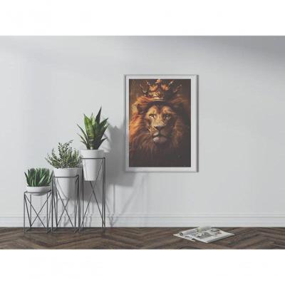 Quadro Religioso Protegido Pelo Leão de Judá Retangular 50x70CM Preto
