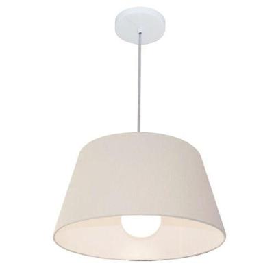 Lustre Pendente Md-4039 Cúpula em Tecido Cone Pequeno Branco Vivare Brasil Iluminação