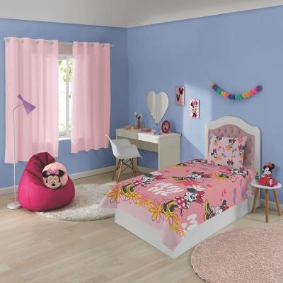 Jogo de Lençol Minnie Solteiro 2 Peças 100% Poliéster Microfibra Rosa