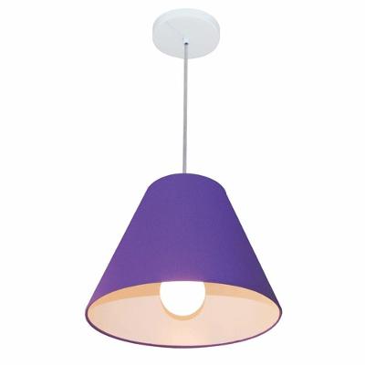 Lustre Pendente Md-4028 Cúpula em Tecido Cone Pequeno Fio Ajustável Roxo Vivare Brasil Iluminação