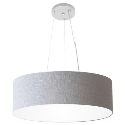 Lustre Pendente Cilíndrico MD-4134 Cúpula em Tecido 50X15CM Bivolt 110V-220V rústico-cinza Vivare