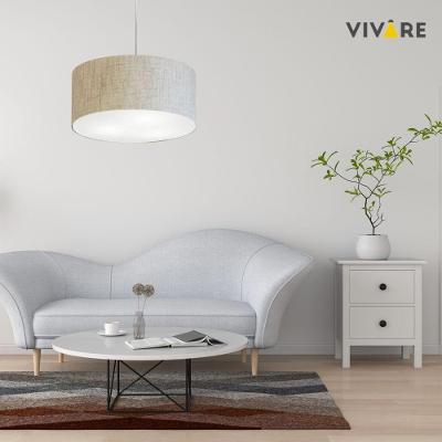 Lustre Pendente Cilíndrico Vivare Free Lux Md-4386 Médio com Cúpula em Tecido rústico-bege