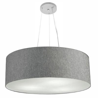 Lustre Pendente Cilíndrico Md-4010 com Cúpula em Tecido 60X21CM, Bivolt, Rústico Cinza Vivare Brasil