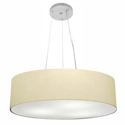 Lustre Pendente Cilíndrico Md-4193 Cúpula Algodão Cru 70x15CM Bivolt Bege Vivare Brasil Iluminação