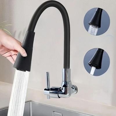 Torneira de Cozinha Estilo D 1-4 de Volta de Mesa em Cerâmica e Silicone Cromado Preta OEM