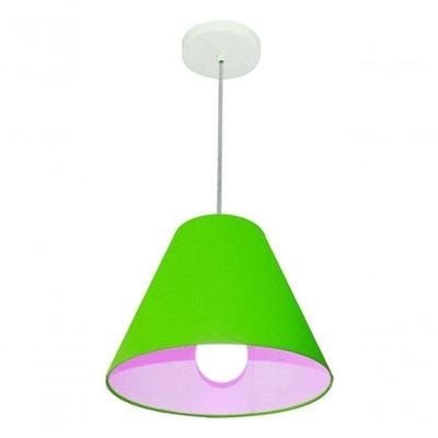 Lustre Pendente Md-4028 Cúpula em Tecido Cone Fio Ajustável verde-limão Vivare Brasil Iluminação