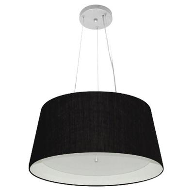 Lustre Pendente Cone Md-4144 Cúpula em Tecido Fio Ajustável 185CM Preto - Branco Vivare Brasil