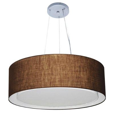 Lustre Pendente Cilíndrico Duplo Md-4125 Cúpula em Tecido 60x25CM Café Vivare Brasil Iluminação