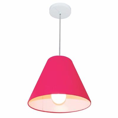 Lustre Pendente Md-4028 Cúpula em Tecido Cone 25-30x12CM Bivolt Rosa-pink Vivare Brasil Iluminação