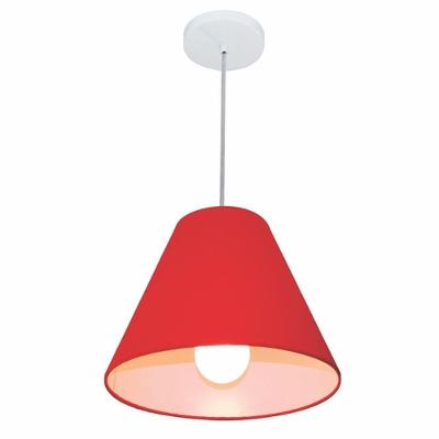 Lustre Pendente Md-4028 Cúpula em Tecido Cone Pequeno Fio Ajustável Vermelho Vivare Brasil