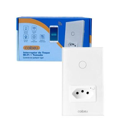 Interruptor Inteligente Wi-Fi Touch 1 Botão +Tom Compatível com Alexa Google Home Siri Branco OEM
