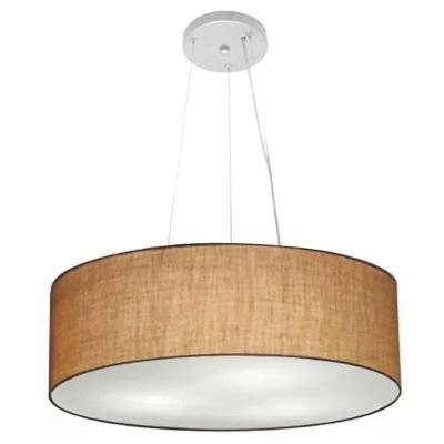 Lustre Pendente Cilíndrico Md-4134 Cúpula em Tecido 50X15CM Bivolt 110V-220V Palha Vivare Brasil