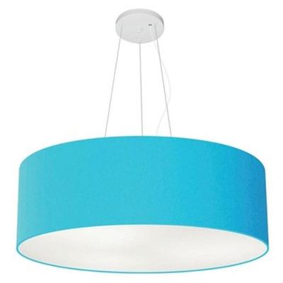 Lustre Pendente Cilíndrico Md-4010 com Cúpula em Tecido 60x21cm Bivolt Turquesa Vivare Brasil