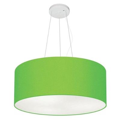 Lustre Pendente Cilíndrico Md-4047 Cúpula em Tecido 50x21CM Bivolt 110V-220V verde-limão Vivare