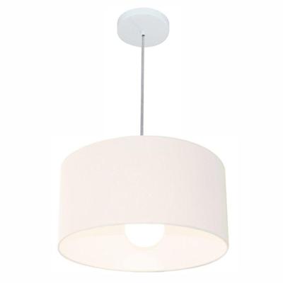 Lustre Pendente Cilíndrico MD-4031 Cúpula em Tecido 40X21CM Bivolt Branco Vivare Brasil Iluminação