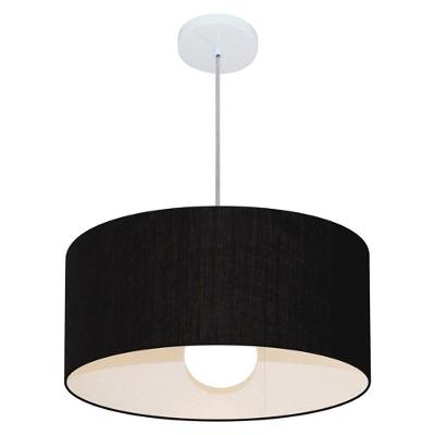 Lustre Pendente Cilíndrico MD-4052 Cúpula em Tecido 50X21CM Resistente à Maresia Preto Vivare Brasil