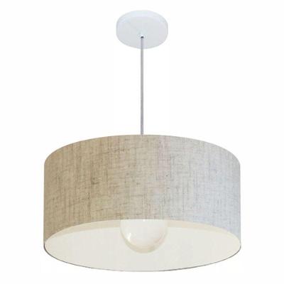 Lustre Pendente Cilíndrico MD-4052 Cúpula em Tecido 50X21CM Bivolt rústico-bege Vivare Brasil