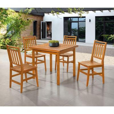 Conjunto Mesa Mariah 4 Lugares Tampo em Madeira Maciça 100% Eucalipto para Área Externa 90X90