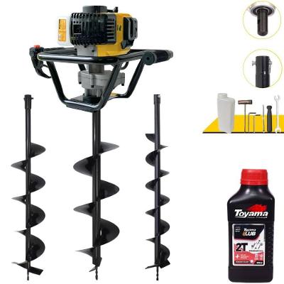 Perfurador de Solo PSL517 à Gasolina 51,7CC 1,8HP com Brocas 80CM Amarelo Lynus